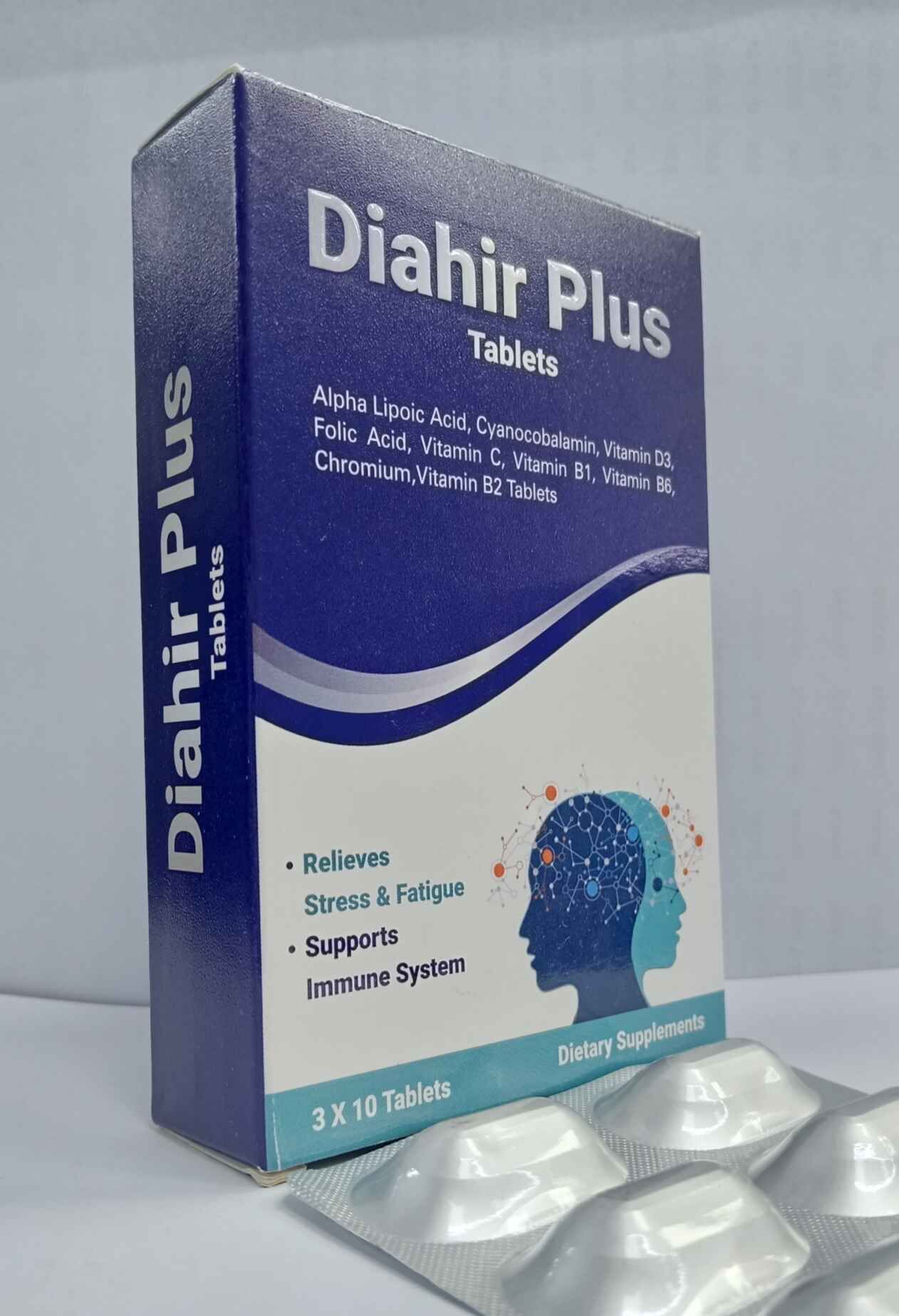 Diahir Plus Tablets (Multivitamins and Alpha Lipoic Acid) relieves stress & supports immune system.