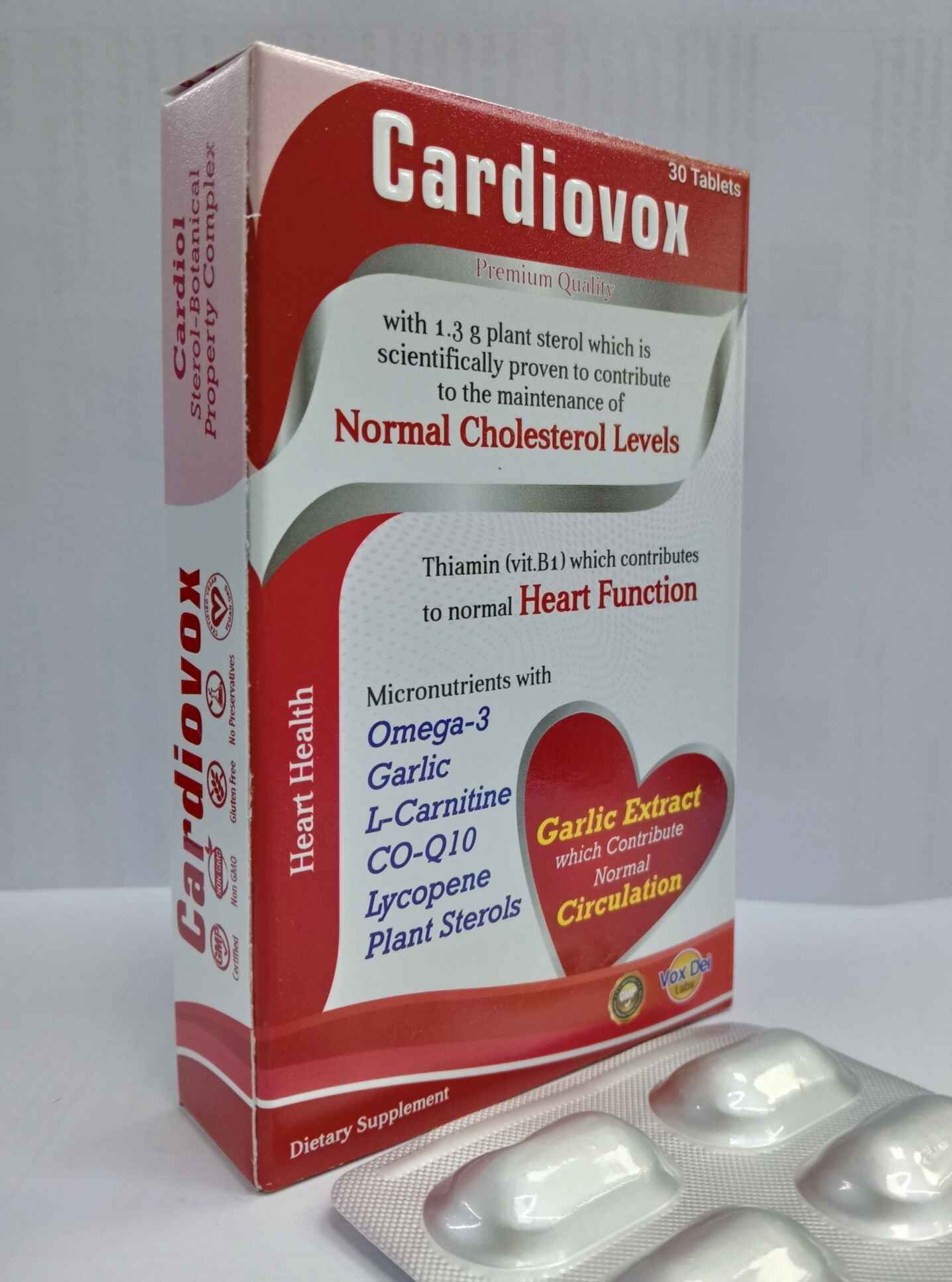 Cardiovox tablets for healthy Heart and normal cholesterol levels.