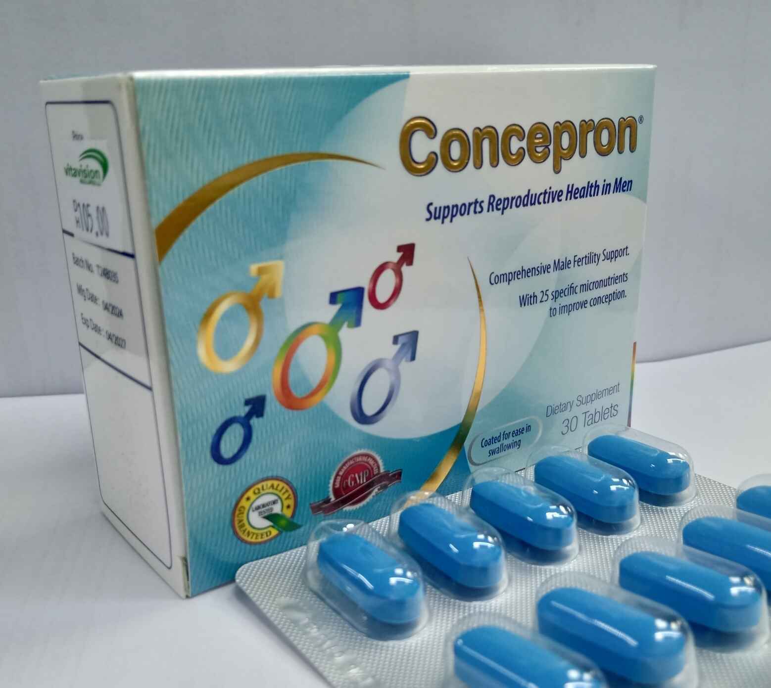 Concepron tablets for Male Reproduction (Concepron incorporates the role of 25 active micronutrients including specific antioxidants which affect sperm count, sperm motility and sperm morphology)