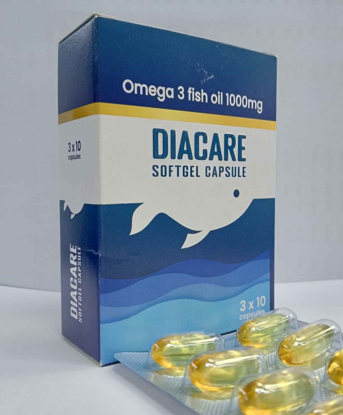 Diacare 1000mg SoftGel Capsules supports brain, heart & joint health.