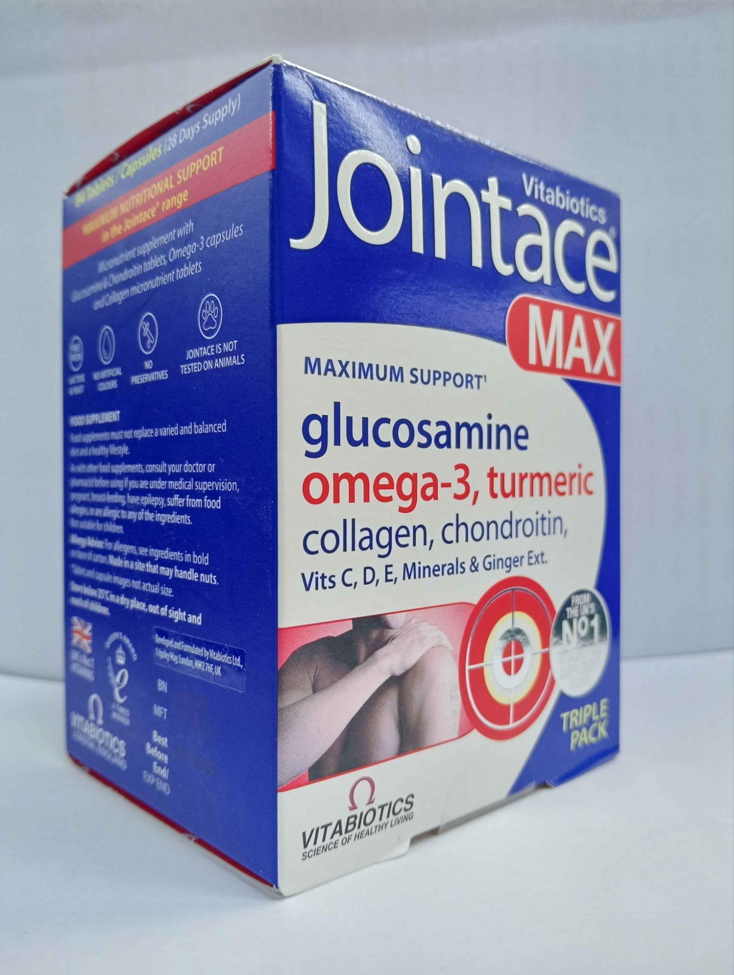 Jointace Max Tablets and Capsules (Vitabiotics) a unique triple combination, for those with an active life, in sport, or in later life.