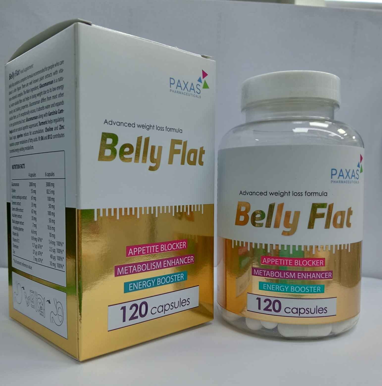 Belly Flat Capsules (A complete formula recommended for people who care about a slim figure. There are well known plant extracts with vitamins minerals complex)