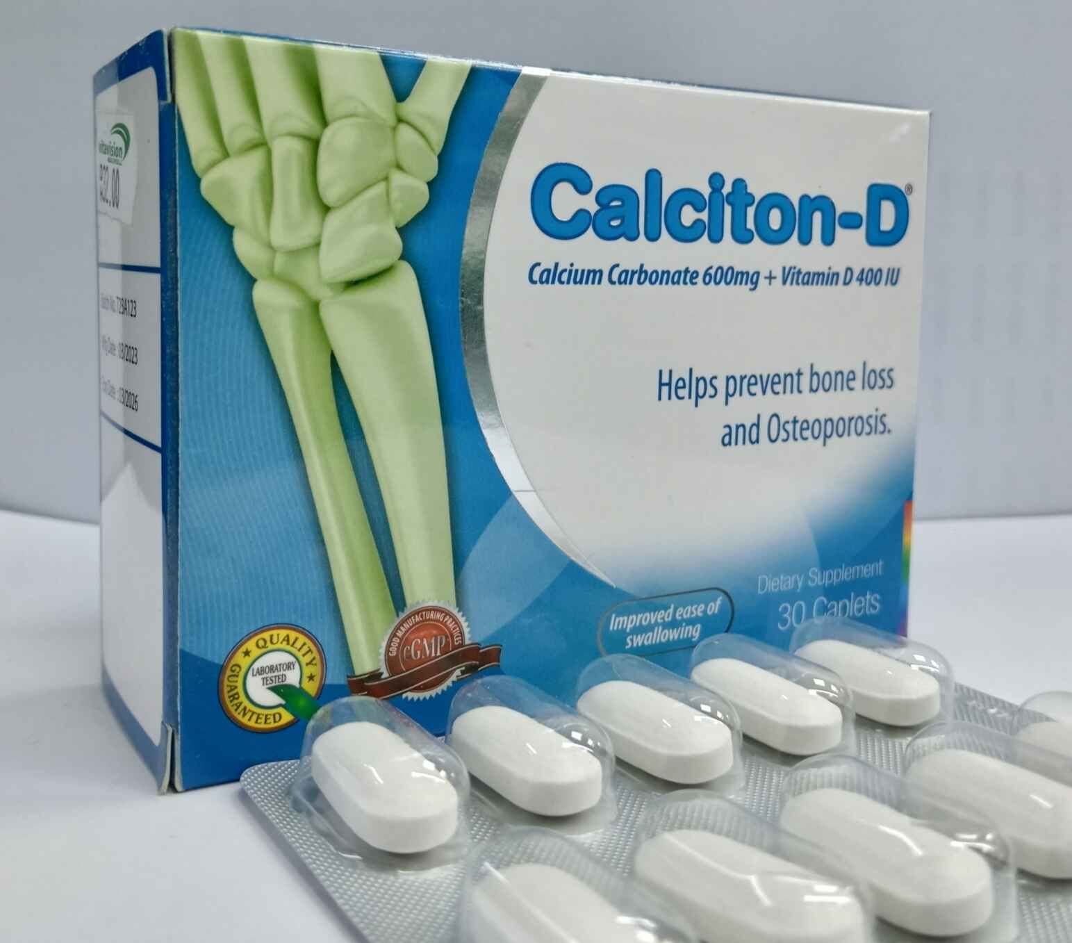 Calcitron D Tablets: Calcium 600 mg and Vitamin D-3 400 I.U helps to prevent bone loss and osteoporosis