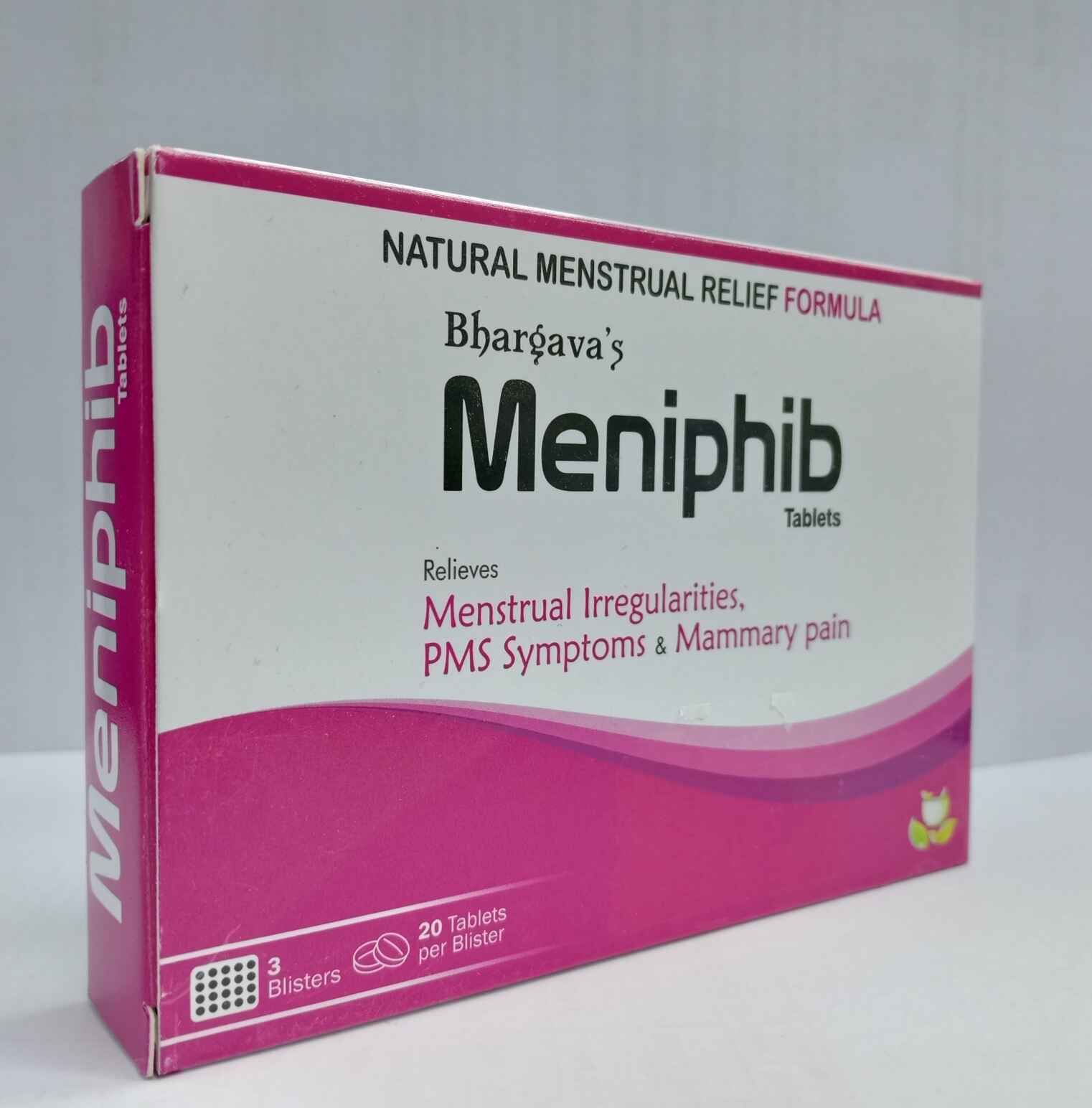Meniphib Tablets : Natural menstrual relief formula. (Relieves Menstrual irregularities, PMS symptoms, mammary pain)