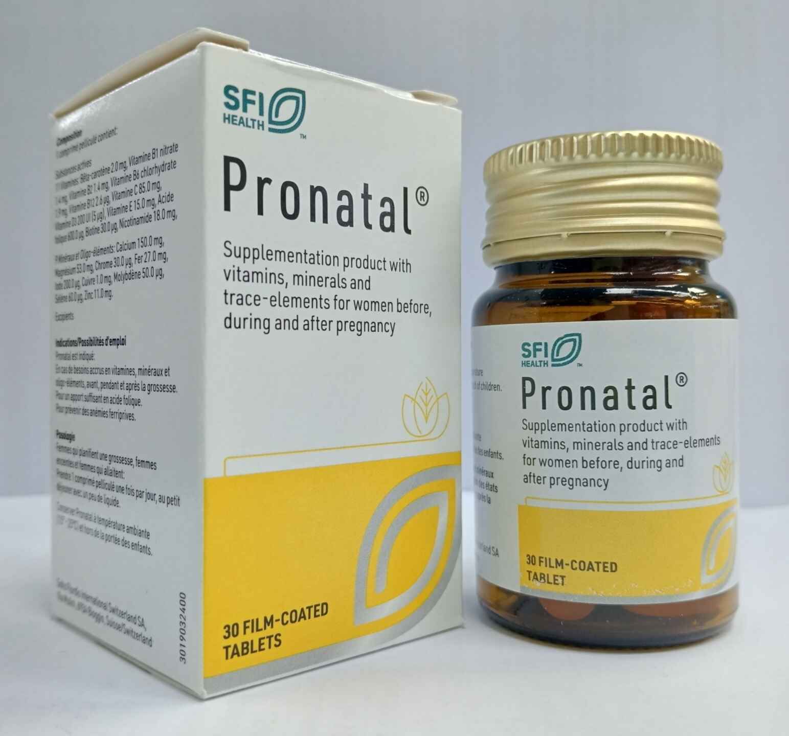 Pronatal Tablets Supplementation product with vitamins, minerals and trace-elements for women before, during and after pregnancy