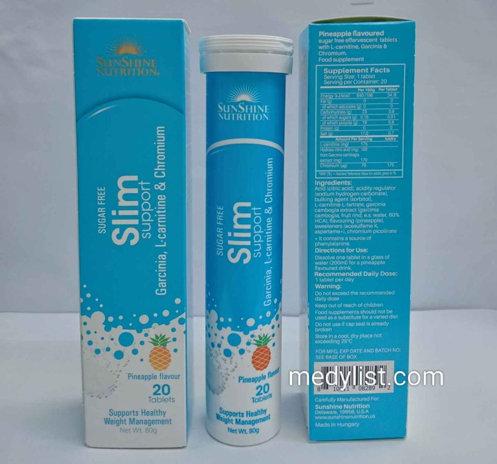 Sunshine Nutrition slim support effervescent tablets pineapple&nbsp;20’s