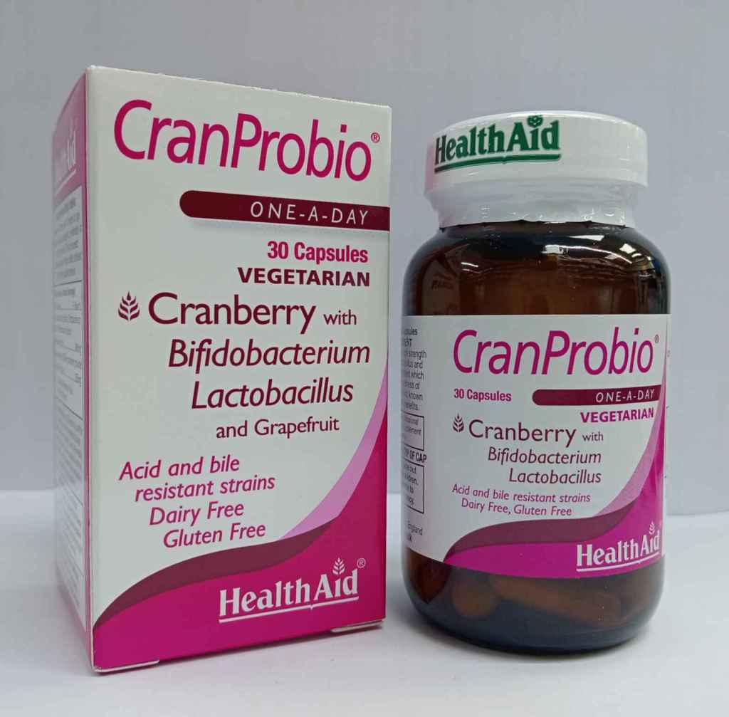 HealthAid CranProbio Capsules is a unique high strength special strains of Lactobacillus and Bifidobacterium supplement which also Combines the goodness of cranberries and&nbsp;grapefruit