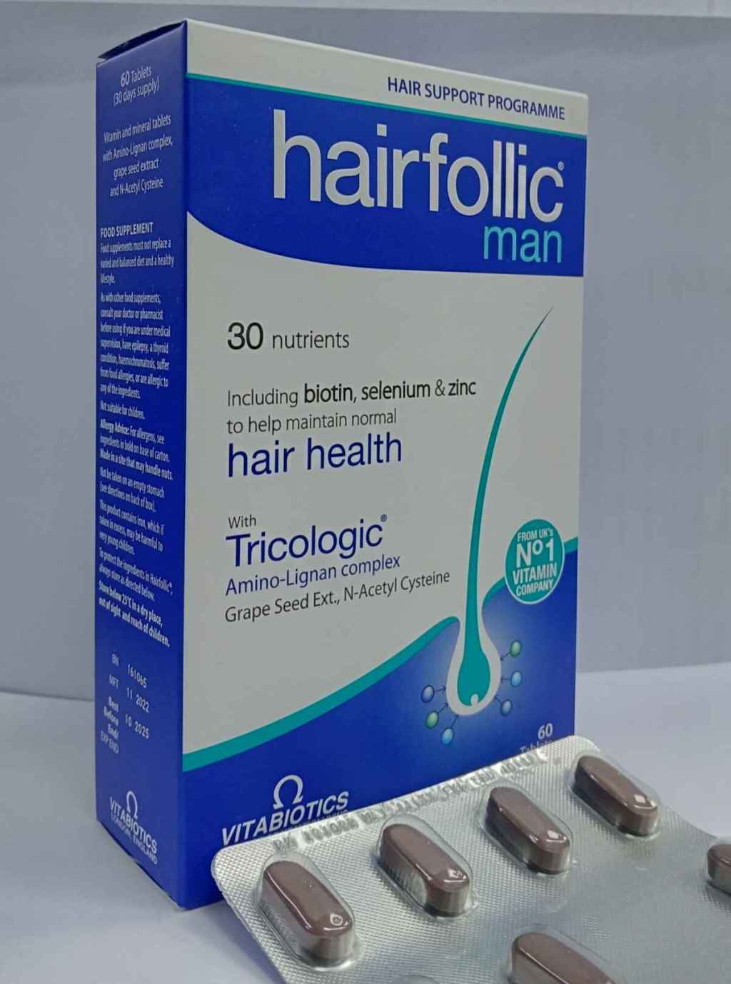 Hairfollic man tablets a carefully balanced combination of vitamins, minerals and bio-active nutrients for Hair&nbsp;growth