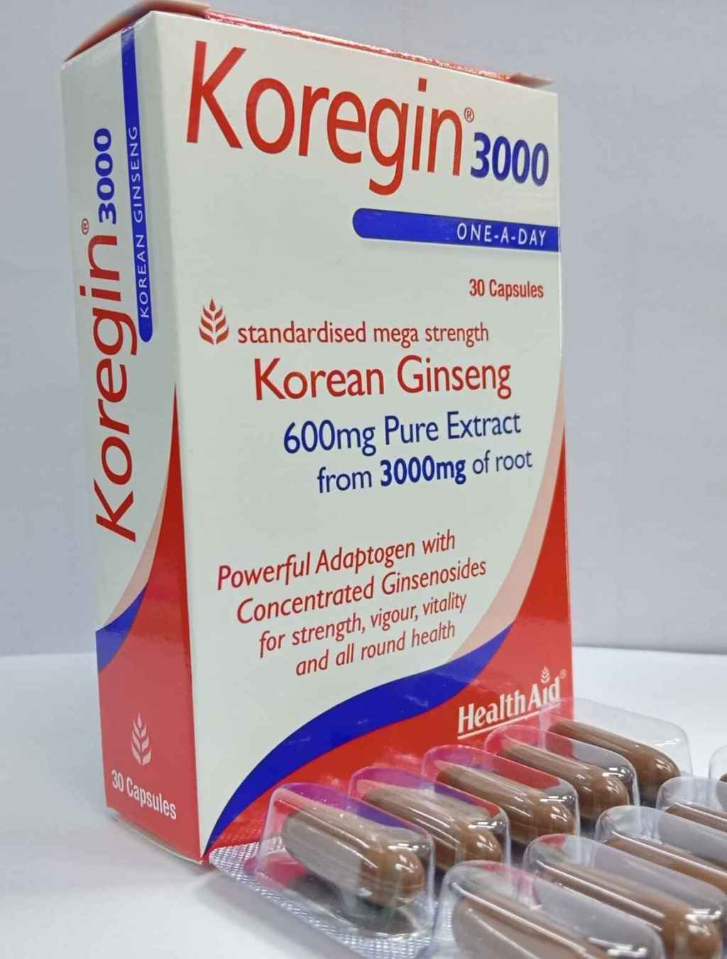 Koregin 3000 (Korean Ginseng capsules)for Vigour and vitality for&nbsp;men.