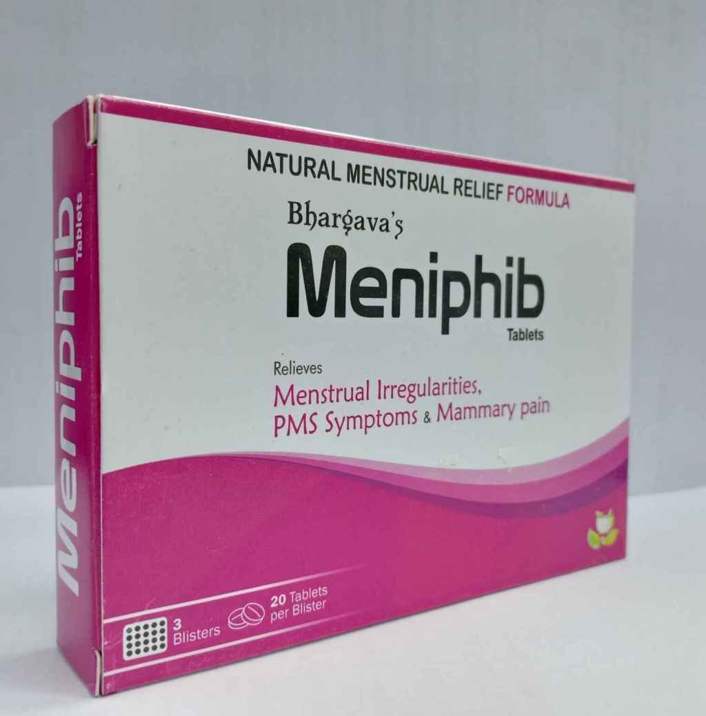 Meniphib Tablets : Natural menstrual relief formula. (Relieves Menstrual irregularities, PMS symptoms, mammary&nbsp;pain)