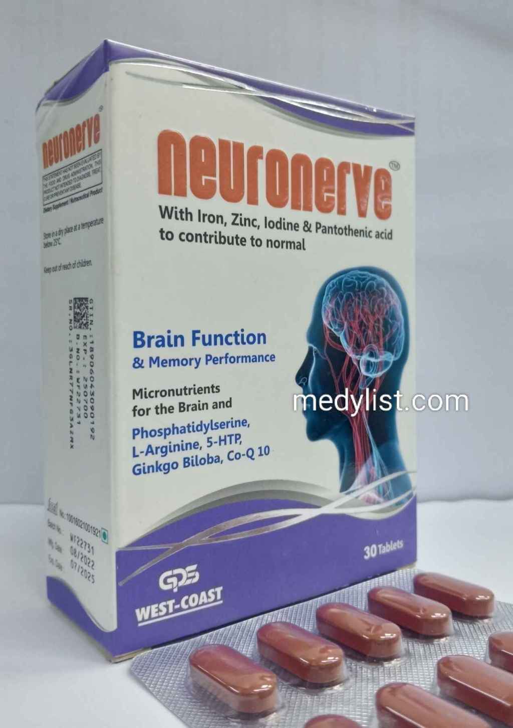 Neuronerve Tablets (Vitamins and micronutrients for Brain function and mental&nbsp;performance)