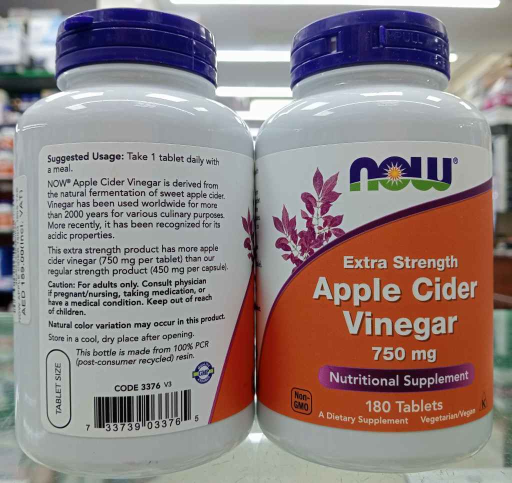 NOW Apple Cider Vinegar Tablets 750mg for Weight&nbsp;Loss