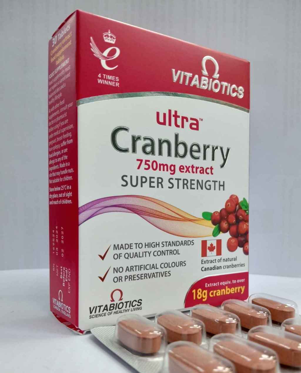 Vitabiotics Ultra Cranberry Tablets&nbsp;750mg.